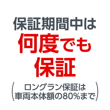 保証期間中は何度でも保証ロングラン保証は（車両本体額の80％まで）